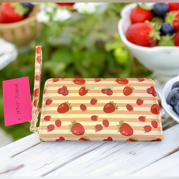 Betsey Johnson Red Multi Berry Stripe Wallet – NWT - Picture 3 of 6